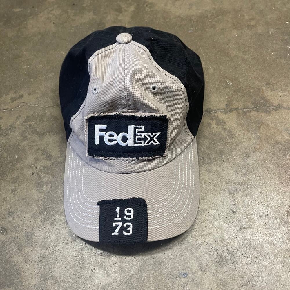 FedEx two-tone vintage-style hat in gray and black